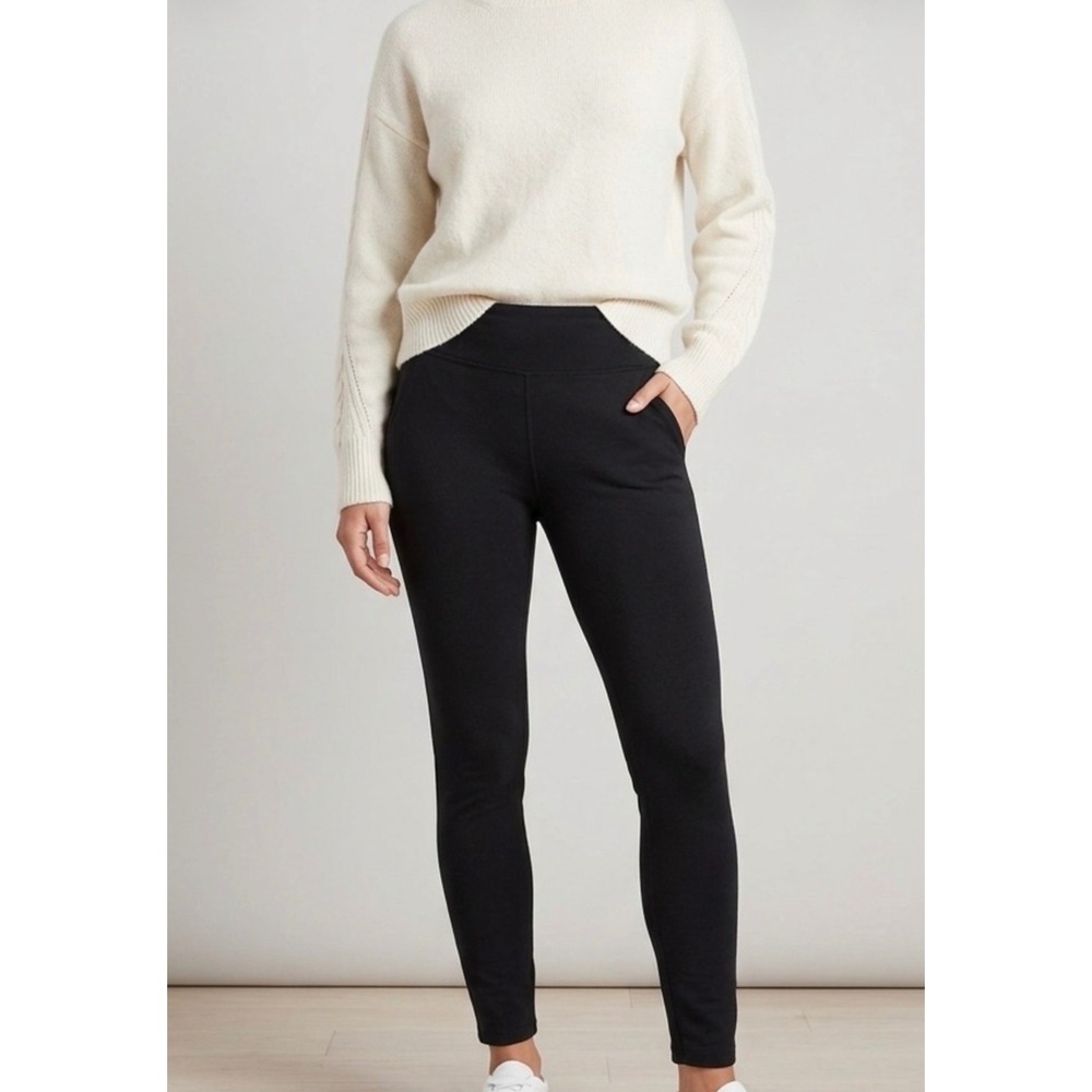 Eileen Fisher Petite Black Jersey Stretch Leggings PM Slim Fit High Rise Pants